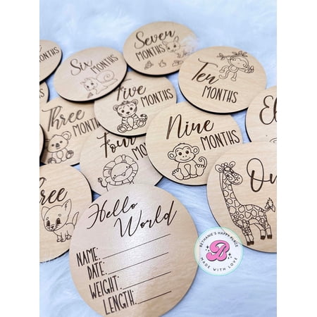 Baby animal milestone markers baby milestone discs monthly milestone disc set milestone cards baby gifts baby shower gift