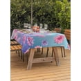 thumbnail image 2 of Outdoor Tablecloth with Umbrella Hole and Zipper, Spring Floral Rectangle Table Cloth 60x102 Inch Waterproof Tablecloth, Purple Pink Blue Flower Botanical Ombre Picnic Table Cover for Patio Camping, 2 of 7