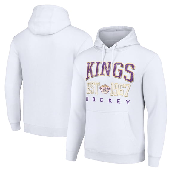 Men's Starter White Los Angeles Kings Retro Graphic Pullover Hoodie