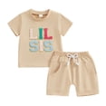thumbnail image 5 of GYRATEDREAM Toddler Baby Boy Girl Matching Outfit Big Sister/Brother Little Sister/Brother Summer Short Sleeve Tops and Shorts Sets for 18-24M, 5 of 7