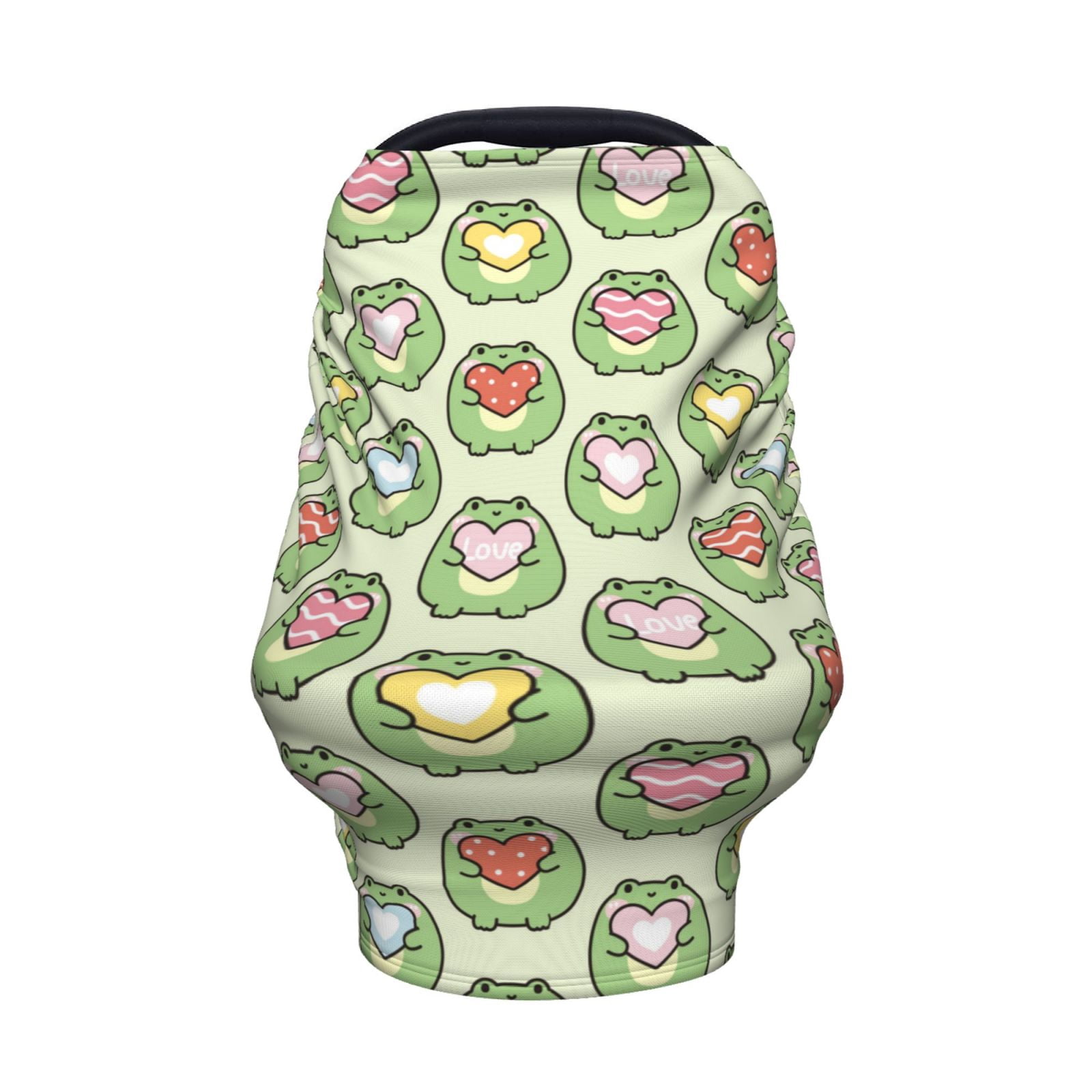 Fotbe Cute Chubby Frog Pattern Car Seat Covers for Babies, Nursing Breastfeeding Cover Infant Carseat Canopy, Soft Stretchy Carrier Cover
