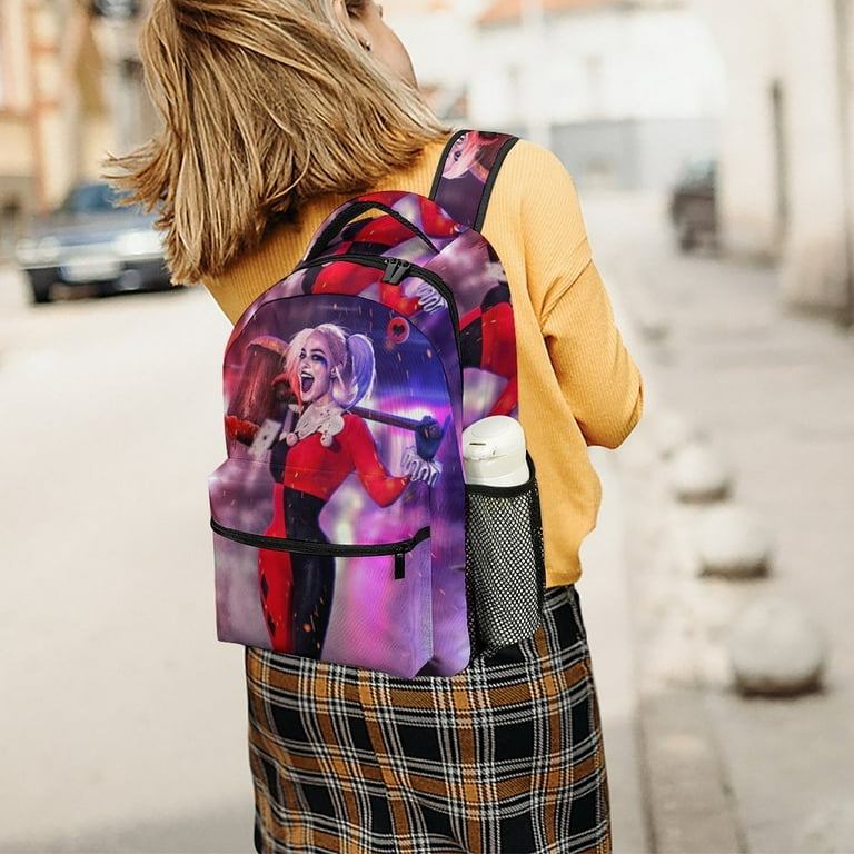 Kids Harley Quinn Backpacks School Bag Bookbag Casual Daypack Backpacks for Travel Hiking
