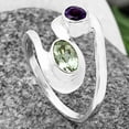 thumbnail image 4 of Prasiolite(Green Amethyst), Amethyst 925 Sterling Silver Ring s.6 Jewelry DGR1123_C_6 R-1039, 4 of 7