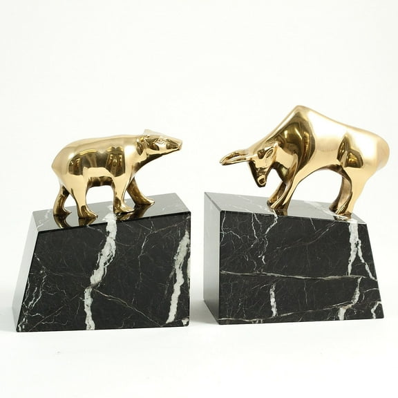 Bey-Berk Wall Street Book Ends 6.5"H Gold (R19B)