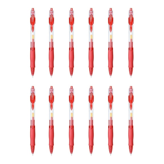 Gel Pens 12 Pack 0.5mm Fine Point Red Ink Ballpoint Smooth Writing Pens with Frosted Grip for Office Note Taking Journaling Campus Supplies