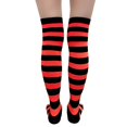 thumbnail image 6 of COUVER Women Striped Over Knee Stockings, Black Red, 2 Pairs, 6 of 8