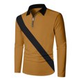 thumbnail image 3 of JIANJIA Mens Polo Shirts Solid Color Lapel Zipper Long Sleeve Regular Fit Business Autumn Winter Tops Streetwear, 3 of 4