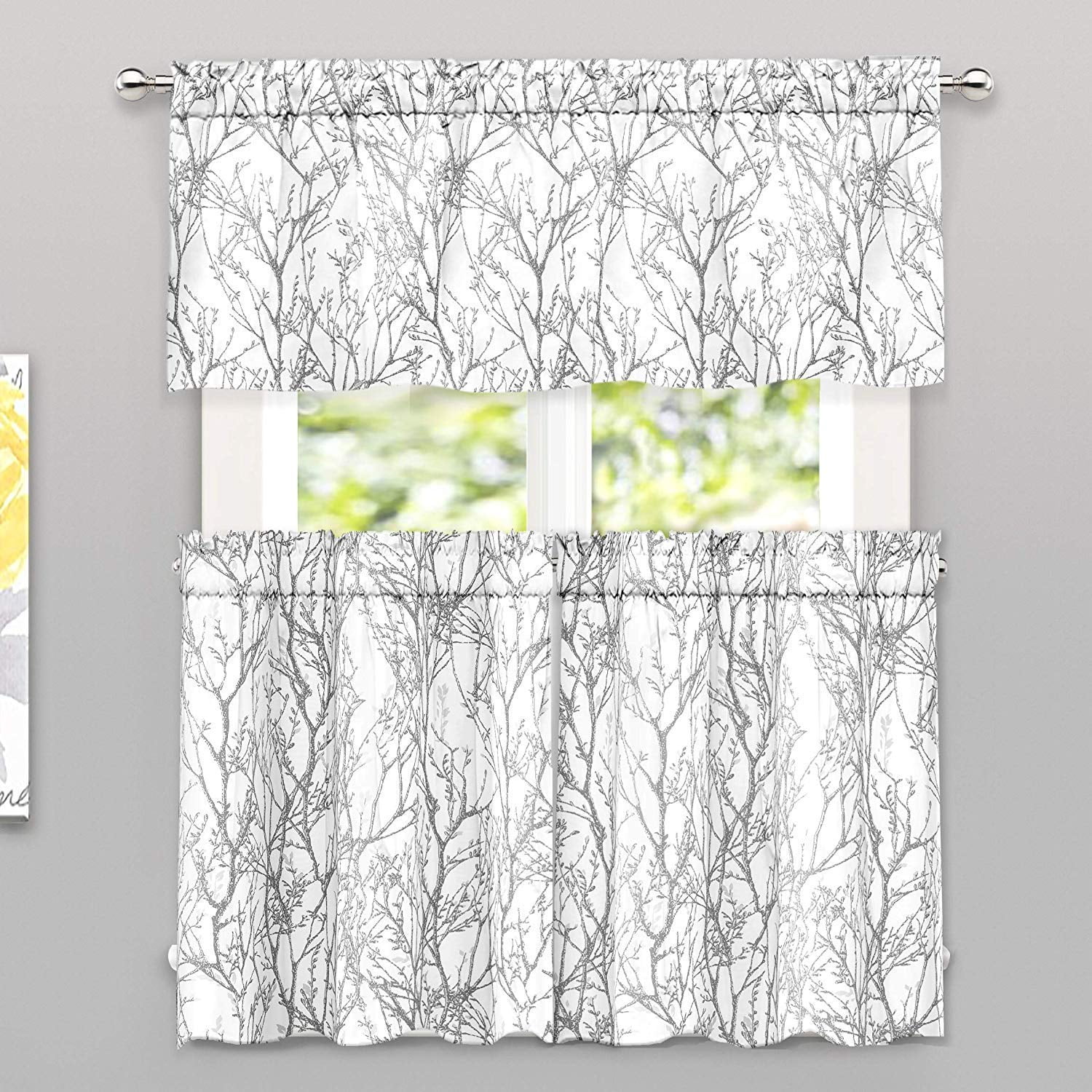 Driftaway Tree Branch Semi Sheer 3, How To Hang Curtains With A Separate Valance