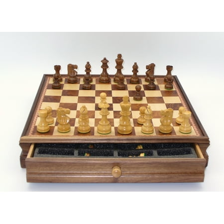 French Sheesham Chessmen on Walnut/Maple Chest