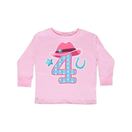 

Inktastic Four with Cowgirl Hat Star and Horseshoe Gift Toddler Toddler Girl Long Sleeve T-Shirt