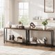 thumbnail image 1 of Historyli Consola estrecha de 43 pulgadas y 2 niveles, elegante mesa auxiliar de sofá con diseño en V, mueble premium que ahorra espacio para entrada, pasillo y sala de estar, estilo retro., 1 of 7