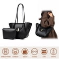 thumbnail image 7 of HUISZJ PU Leather Tote Handbag, Large Capacity Shoulder Bag, Retro Tote Bag for Work Travel Outdoor (Black), 7 of 7