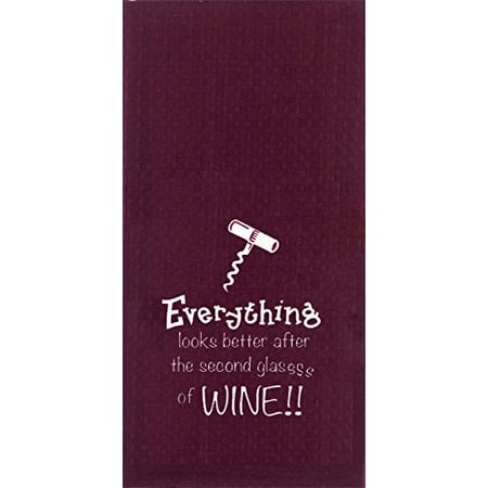 Kayo Designs - Kay Dee Designs F0721 Everything Wine Embroidered Waffle Towel - Burgundy