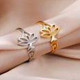 thumbnail image 6 of Buddhism OM Unalome Symbol Women Ring Spiritual Lotus Flower Wedding Bands, 6 of 9