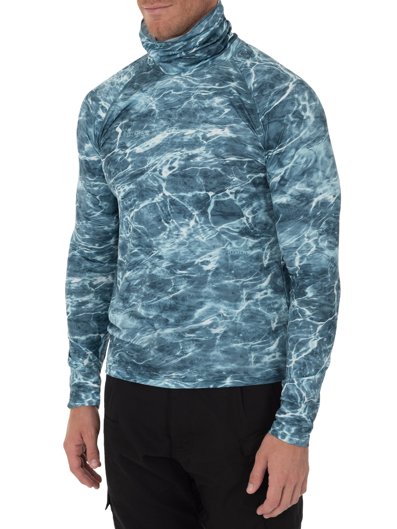 Mossy Oak Men's Insect Repellent Long Sleeve Performance Camo Fishing Tee with Gaiter, Size M-3XL