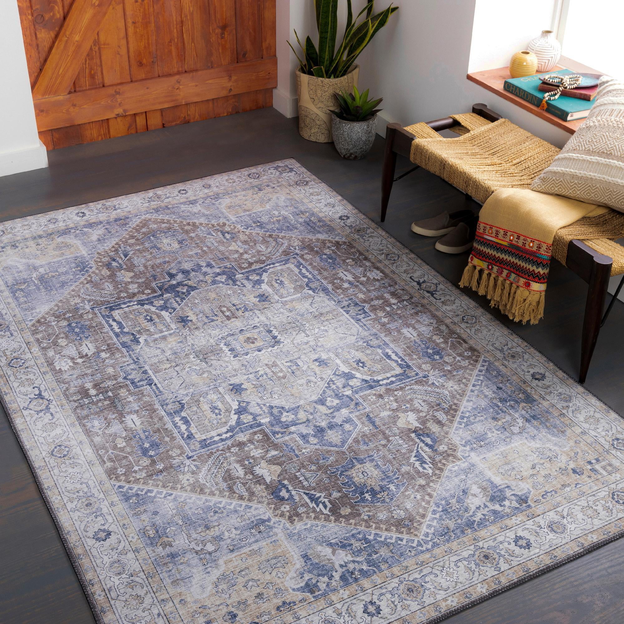 Mark&Day Area Rugs, 7x9 Maasdriel Traditional Dark Blue Area Rug (7'6