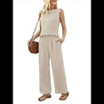 thumbnail image 1 of Conjuntos de 2 Piezas para Mujer, Chaleco, Cuello Redondo, Sin Mangas, Conjuntos Casuales, Pantalones de Pierna , Trajes. Albaricoque S, 1 of 10