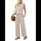thumbnail image 1 of Conjuntos de 2 Piezas para Mujer, Chaleco, Cuello Redondo, Sin Mangas, Conjuntos Casuales, Pantalones de Pierna , Trajes. Albaricoque M, 1 of 10