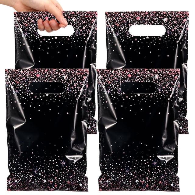 Bolsas de regalo Party Favor Pasimy, color negro y oro rosa, 50 unidades