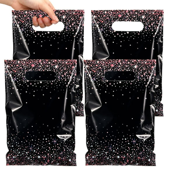 Bolsas de regalo Party Favor Pasimy, color negro y oro rosa, 50 unidades