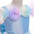 thumbnail image 5 of IBTOM CASTLE Girls Cinderella Princess Fancy Dress up Fairy Tale Halloween Carnival Cosplay Dress Flower Ruffle Tulle Tutu Birthday Party Outfit for Child 3-4 Years Light Blue+Green, 5 of 8