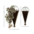 thumbnail image 3 of DecMode 18", 15"H Pyramid Black Metal Cone Scroll Wall Planter (2 Count), 3 of 9