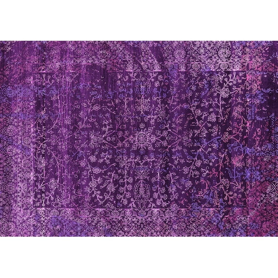 Ahgly Company Indoor Rectangle Oriental Pink Industrial Area Rugs, 7' x 10'