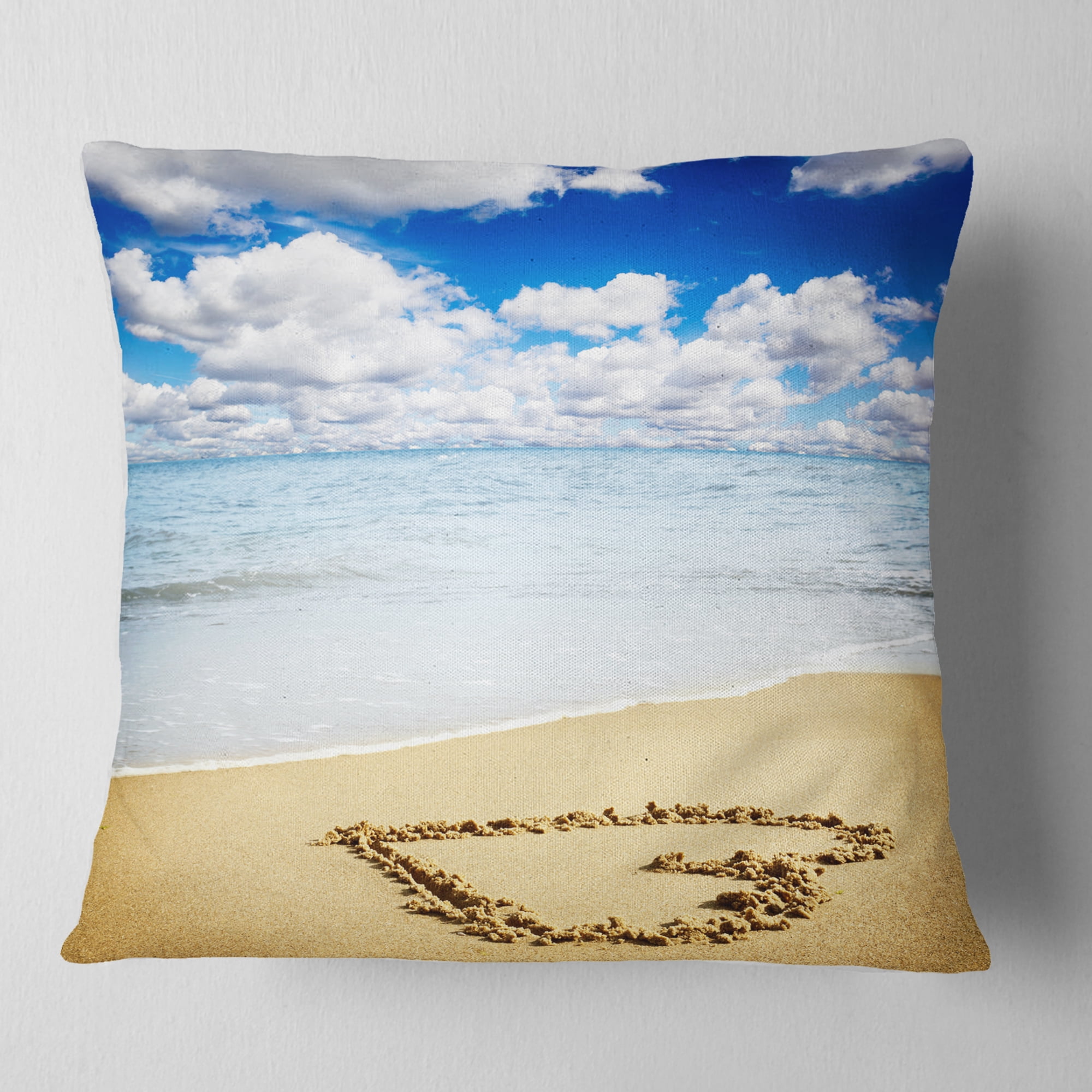 Designart 18" x 18" Multi-color Sea Shore Polyester Throw Pillow