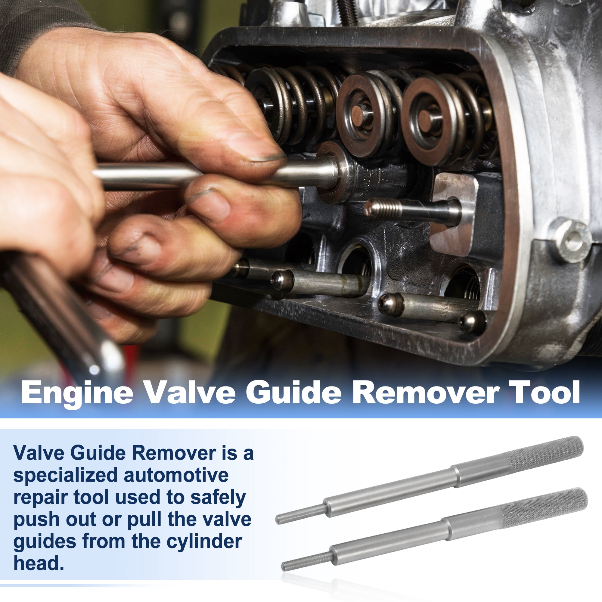 Unique Bargains 2Pcs Engine Valve Guide Tool 17.5cm/6.9in 16.5cm/6.5in Universal