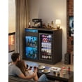 thumbnail image 7 of Modern Coffee Bar Cabinet with Mini Fridge Space, Wine Bar with LED Lights & Power Outlets, Glass Door Liquor Cabinet & Buffet Sideboard for Dining Room, Black, 7 of 7