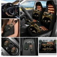 thumbnail image 2 of Yuyamidu Beer Car Seat Cover Set with Steering Wheel Cover American Flag Seat Belt Covers Cup Coasters Lipstick Holder Keychain Wrist Key Chain 12 PCS Auto Accessories, 2 of 6
