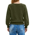 thumbnail image 4 of Women's Henley Neck Sweater Button Front Long Sleeve Loose Knit Pullover (Army Green, L), 4 of 5