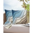 thumbnail image 6 of Modern Outdoor Pillow Covers Set of 2,Geometric Line Wave Striped Decorative Waterproof Throw Pillow Case,Minimalist Blue Brown Ombre Gradient Cushion Pillowcases for Couch Garden Patio,20x20In, 6 of 6