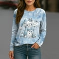 thumbnail image 7 of Women's Christmas Printed Round Neck Sweatshirt, Long Sleeve Casual Pullover Top, Raglan Sleeve Holiday Graphic Fall Winter Clothes,Light Blue,M, 7 of 7