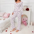 thumbnail image 2 of Women's Casual Heart Print Long Sleeve Long Pants 2-Piece Pajama Set Purple Size XL, 2 of 5