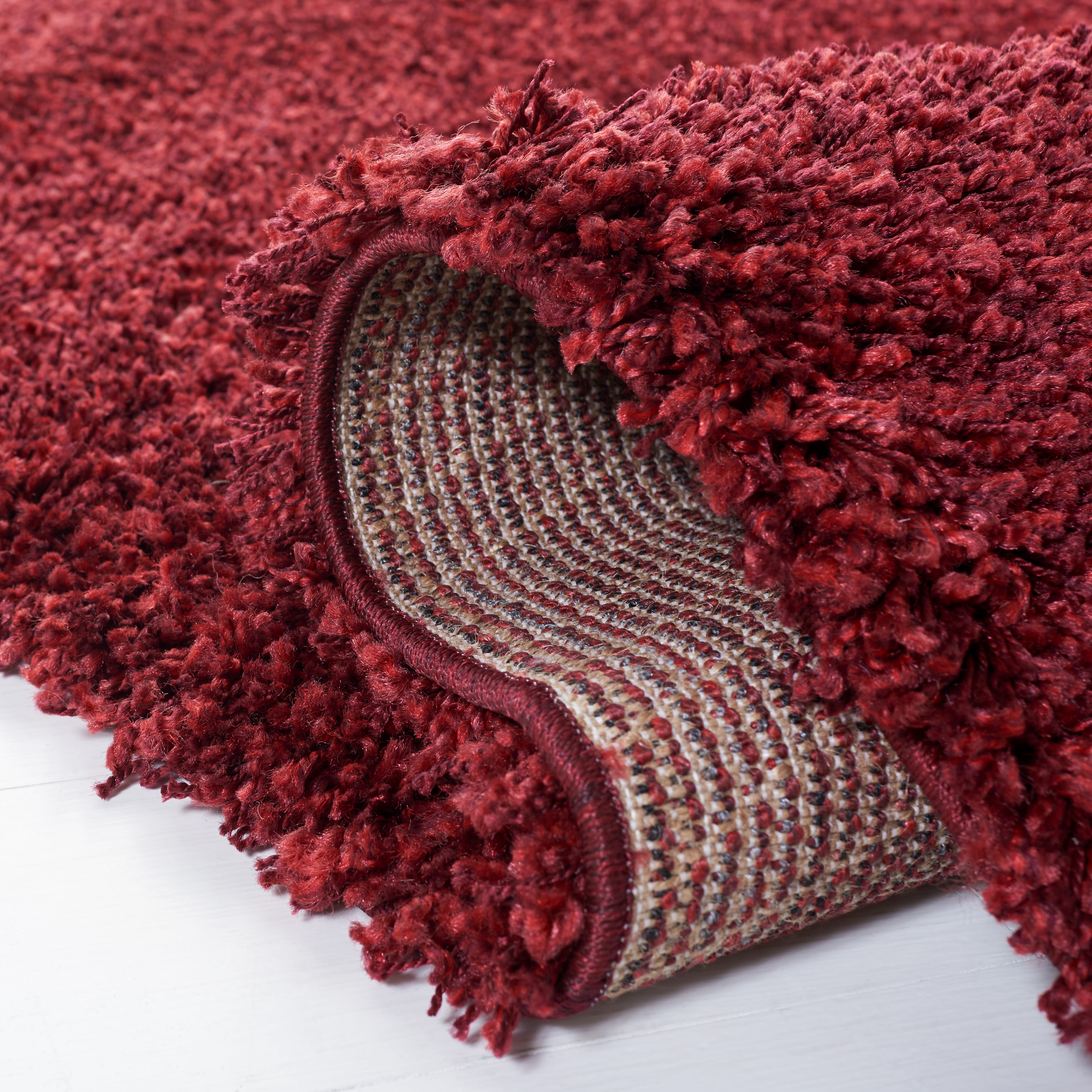 Safavieh Santa Monica Cali Solid Shag Area Rug, Maroon, 3' x 3' Round