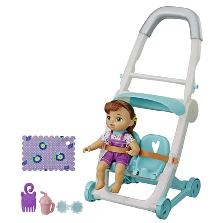 Littles by Baby Alive, Push N Kick Stroller, Little Lucy Doll, Includes Stroller