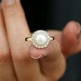 thumbnail image 6 of Rosec Jewels Real Freshwater Pearl Cocktail Ring with Diamond Halo for Women (8 mm), 10K Yellow Gold, US 12.00, 6 of 9