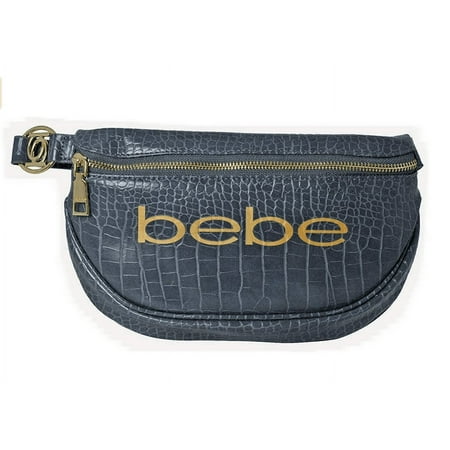 Bebe NEW Josephine Croco Convertible Sling Belt Fanny Pack / Sling Bag Purse Grey