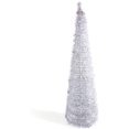 thumbnail image 5 of LampLust Pre-lit Pop Up Christmas Tree, Silver Tinsel - 6 ft Tall Slim Collapsible Pop-up Christmas Tree with 150 LED Lights, and Timer Included, 5 of 5