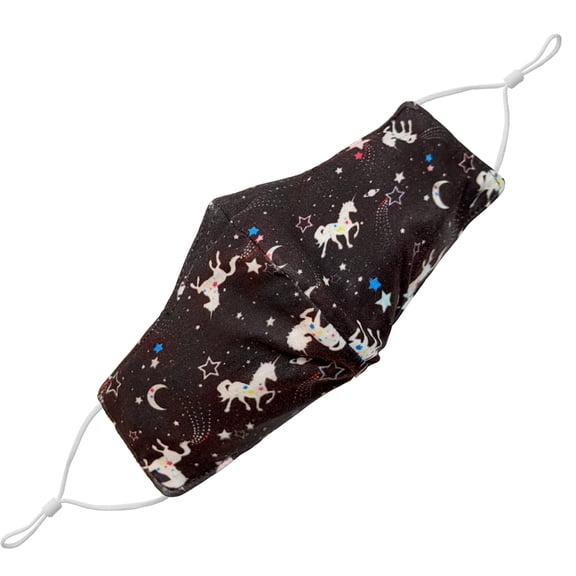 Youth Black Unicorn Face Mask