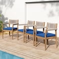 thumbnail image 4 of Braided Acacia Wood Outdoor Dining Table and Chairs Set of 2 – Teak Look with Beige Rope & Navy Cushions, All-Weather Patio Furniture for Garden, Poolside, and Backyard (Durable & Stylish), 4 of 9