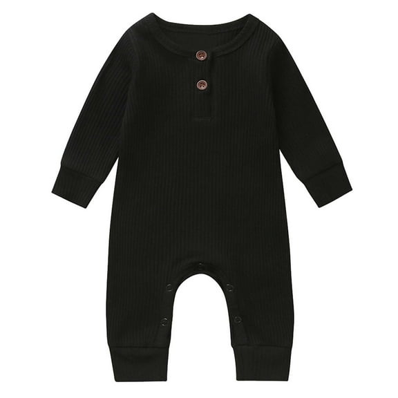 MuZeFu Baby Girl Clothes Clearance under 5.00 Newborn Baby Spring And Clothes Comfortable Solid Color Round-neck Rompers
