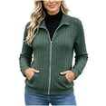 thumbnail image 2 of DailyTrove Women's Ribbed Knit Zip Up Jacket Long Sleeve Stand Collar Casual Outerwear with Pockets, 2 of 5