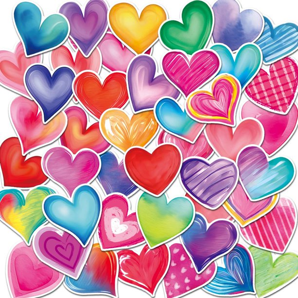 50 pegatinas en forma de corazón para el día de San Valentín, material ...