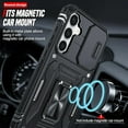 thumbnail image 3 of Compatible for Samsung Galaxy S23 FE Case: [NOT FIT S24 FE] S23FE Case with Slide Camera Cover + 2X Tempered Glass Screen Protector, Military-Grade with Kickstand for Galaxy S 23FE, Black, 3 of 24