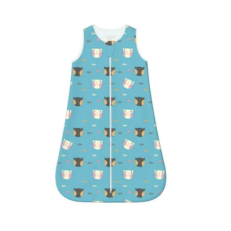 

Fotbe Cat Fish Pattern Sleep Sack - Baby Wearable Blanket with Zipper Extra Soft Cotton Sleeveless Sleeping Bag for Infants-Medium