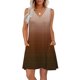 thumbnail image 2 of Vestido Corto para Mujeres Verano sin Mangas Cuello en V, Impresión de Moda con Bolsillos, Poliéster de Algodón Casual, 2 of 7