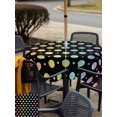thumbnail image 5 of Outdoor Tablecloth with Umbrella Hole for Patio/Picnic/Party/Camping, Colorful Polka Dot Waterproof Table Cloth Square Cover Washable, Cartoon Watercolor Geometric Black (60"x 60"), 5 of 8