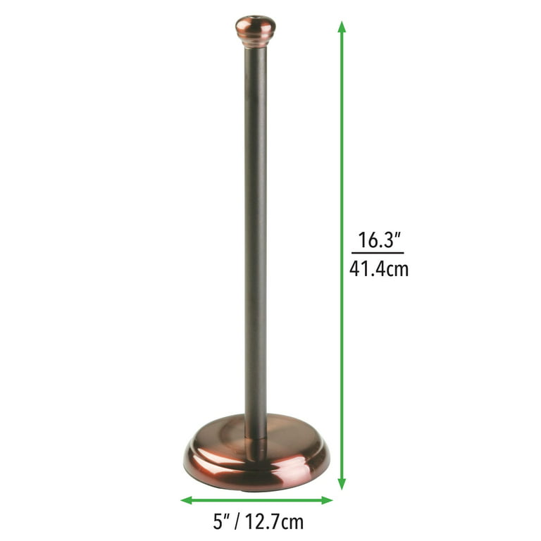 mDesign Steel Free Standing Toilet Paper Holder Stand and Dispenser - Bronze